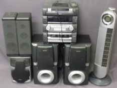 AIWA MULTI SPEAKER SOUND SYSTEM with an upright remote control tower heater E/T