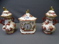 MASONS MANDALAY THREE PIECE CLOCK GARNITURE