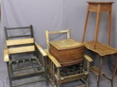 VINTAGE FURNITURE PARCEL, five pieces including two oak adjustable armchairs, Victorian mahogany