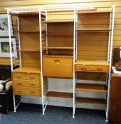 STAPLES LADDERAX SYSTEM in two sections with three-drawer chest, pull down bureau and single