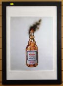 BELIEVED BANKSY offset lithograph on paper - entitled 'Tesco Petrol Bomb', 50 x 40cms