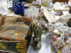 ASSORTED ITEMS to include nineteenth century fabric wall hangings, Austrian porcelain flower basket,