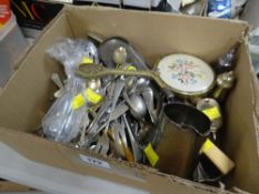 ASSORTED METALWARE & FLATWARE ETC