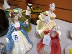 FOUR ROYAL DOULTON FIGURES including 'Victoria', 'Belle', 'Christine' and another