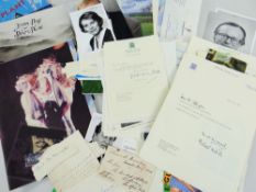 COLLECTION OF EPHEMERA including autographs, signed letters from artists, politicians, also noted