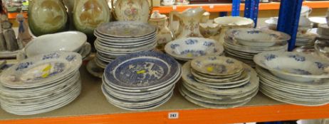 NINETEENTH CENTURY BLUE & WHITE TRANSFER DECORATED DINNERWARE BY TURNER
