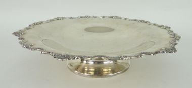 SILVER TAZZA having a decorative border with plain centre, Birmingham 1932, 15oz
