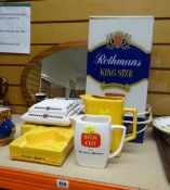 VINTAGE ROTHMANS ADVERTISING TABLE LAMP together with cigarette advertising jugs and ashtrays ETC