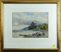 JOHN MOGFORD (1821 - 1885) watercolour - coastal scene, entitled verso 'On the Devonshire Coast'