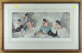 SIR WILLIAM RUSSELL FLINT limited edition (595/850) gild stamped coloured print - five females