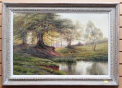 ARTHUR DE BREANSKI oil on canvas - landscape, entitled verso 'Fairy Glen, Burnham Beeches', 49.5 x