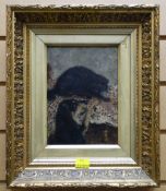 ATTRIBUTED TO HENRIETTE RONNER (1821-1909) oil on canvas - a study of a dog tormenting an angry