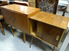 TWO MID-CENTURY RECORD CABINETS ON RAISED LEGS