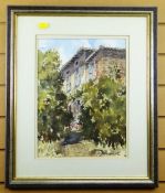DAVID TRESS watercolour - continental villa amongst trees, signed and dated 1987, 36 x 37cms