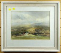 ARTHUR MILES watercolour - entitled 'Landscape, Caernarvonshire' with Howard Roberts Gallery label