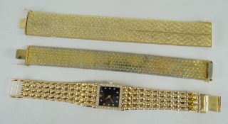 TWO GOLD PLATED BRACELETS & MODERN WATCH