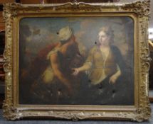19TH CENTURY BAROQUE STYLE large oil on canvas - figures, unsigned, 114 x 150cms Condition Report:
