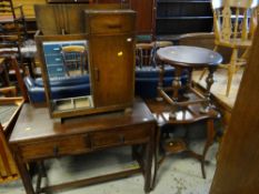 ASSORTED FURNITURE to include oak two drawer hall table, oak low hall stand and two occasional