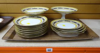FRENCH PART DESSERT-SERVICE comprising two comports, dinner plates and serving dish in classical