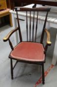 EARLY 20TH CENTURY SMALL CUSHION SEAT ARM-CHAIR