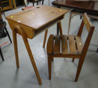 VINTAGE BENTWOOD SCHOOL DESK & CHAIR, 76cms H