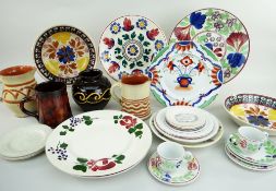 ASSORTED WELSH & OTHER POTTERY including spongeware items, child's plates, Ewenny pottery ETC