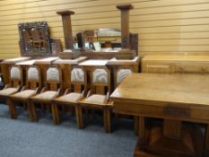EXTENSIVE PORTUGUESE / SPANISH POLISHED WOOD DINING ROOM SUITE comprising draw-leaf dining table and