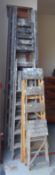 FOUR ASSORTED VINTAGE WOODEN STEP LADDERS