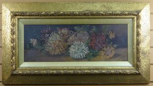 M WAIT watercolour - still life of flowers, signed and dated 1897, 21 x 59cms