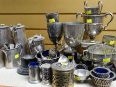 ASSORTED EPNS including trophies, coffee set, condiments ETC