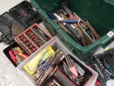 ASSORTED TOOLS including drill bits, router bits ETC