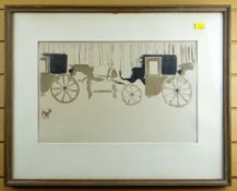 PIERRE BONNARD lithograph - entitled 'Cab Rank with Dog', 29 x 45cms
