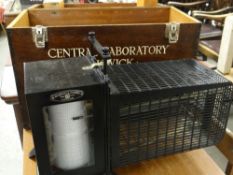 VINTAGE WOODEN CASED THERMO HYGROGRAPH with painted inscription on box 'Central Laboratory Chiswick'