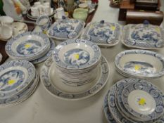 ASSORTED BLUE & WHITE 'OLD CHELSEA' PATTERNED DINNERWARE including covered tureens ETC