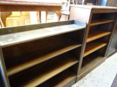 LOW OAK SHELVING UNIT together with another similar