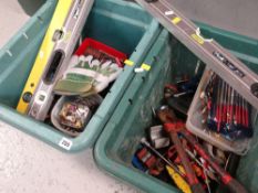 ASSORTED TOOLS including spirit levels, bolt cutters ETC