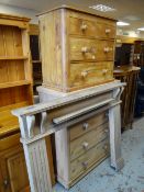 ASSORTED PINE FURNITURE including large and small chest of drawers together with a pine fire