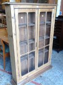 PINE TWO DOOR STANDING CABINET, 140cms H x 22cms D x 101cms L