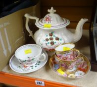 ASSORTED 19TH CENTURY LUSTRE & GLAZED POTTERY including teapot, similar cup and saucer and a fine