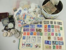 ASSORTED COLLECTABLES to include stamps, coins, foreign bank notes including silver coins