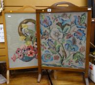 TWO VINTAGE TAPESTRY DECORATED FIRE SCREENS