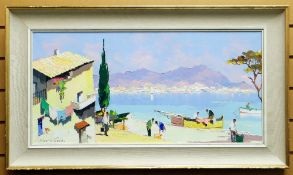 CECIL D'OYLY JOHN (1906-1993) oil on canvas - entitled verso 'Along the Spanish Coast on the Costa