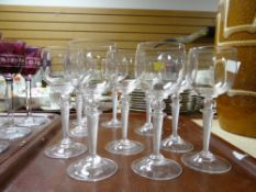 SET OF TEN CLEAR HOCK-GLASSES having tapering air twist stem (10)