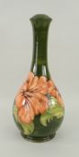 MOORCROFT GREEN GROUND SLIPPER ORCHID TABLE LAMP BASE, 33cms high