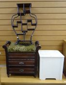 ASSORTED FURNITURE including cushion-top two drawer piano-stool, small oriental hardwood floor