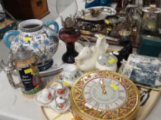 ASSORTED CERAMICS on two tea trays