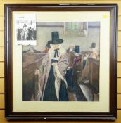 SYDNEY CURNOW VOSPER print - iconic Welsh chapel scene, entitled 'Salem', 50 x 48cms