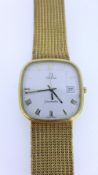 OMEGA SEAMASTER 9CT YELLOW GOLD GENT'S WRISTWATCH having rounded white enamel dial, date aperture,