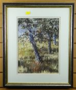 DAVID TRESS watercolour - olive trees, signed and dated 1987, 36 x 26cms