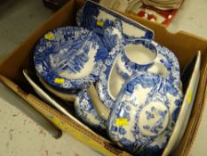 ASSORTED BLUE & WHITE & OTHER CHINA, bowls, platters, jugs ETC
